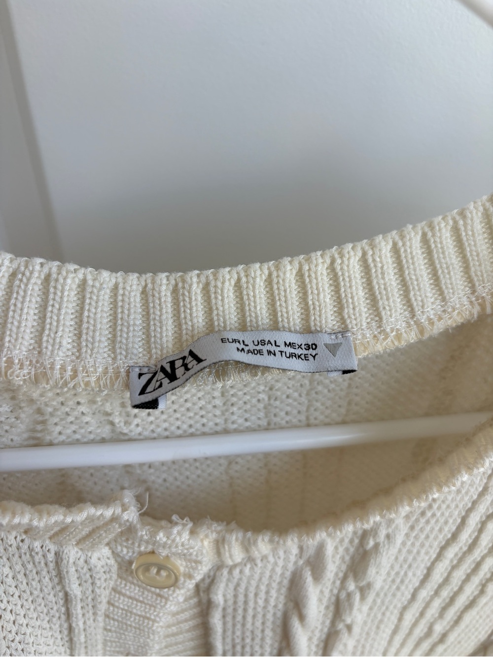 Zara Cream Cable Knit Short Sleeve Cardigan - Picture 3 of 4